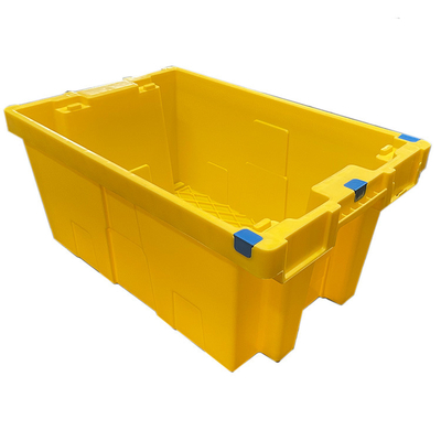 60 x 40 x 27.5cm HDPE gelbe bewegliche Plastikkisten-nistbare Plastikkisten