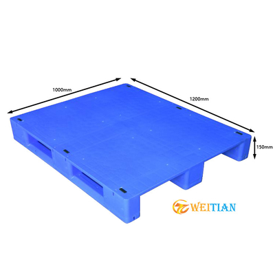 Industrielles HDPE Kunststoffpalette PET blaues 1200 x 1000 4 Möglichkeits-Eintritt